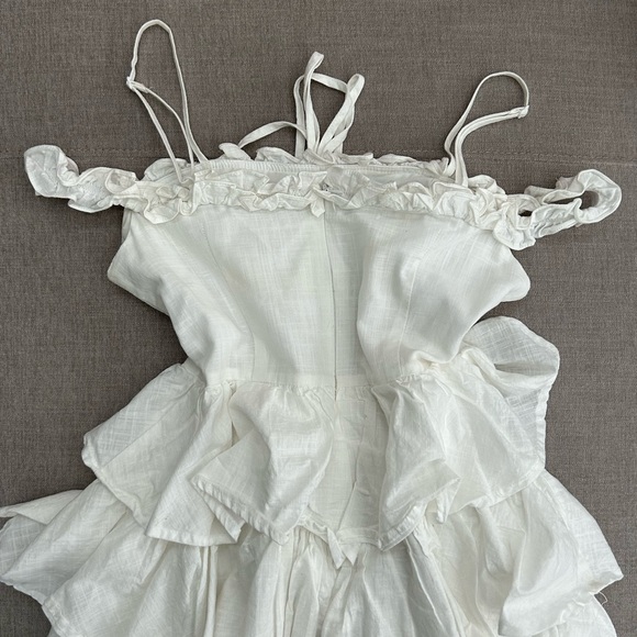white coquette ruffle tiered dress - Picture 3 of 5